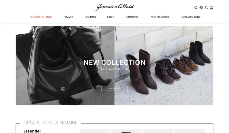 Capture d’écran de la page d’accueil du site de Germaine Collard
